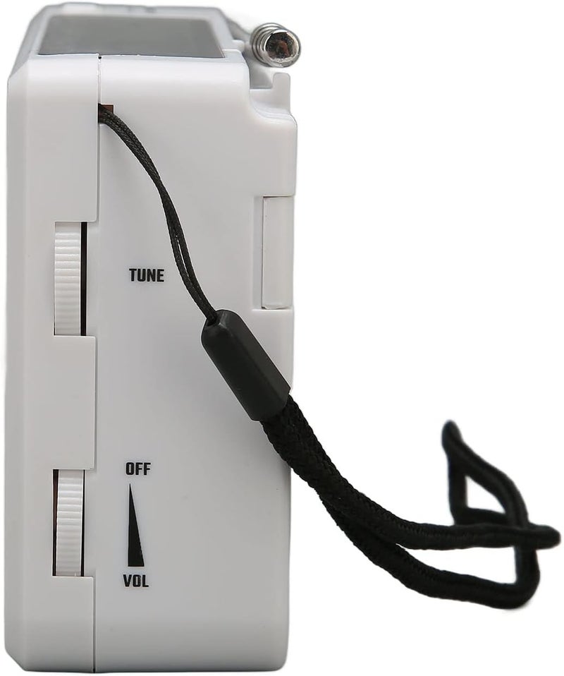 woobles Solar Hand Crank Radio Portable Multifunction FM AM 5 Power Sources Solar Emergency Weather Radio with Flashlight for Outdoor Use (White) - Image 4